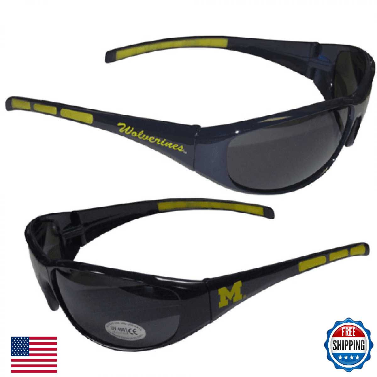 Michigan Wolverines NCAA Wrap Sunglasses - Blue, Adult - UV 400 Protection - Image 1