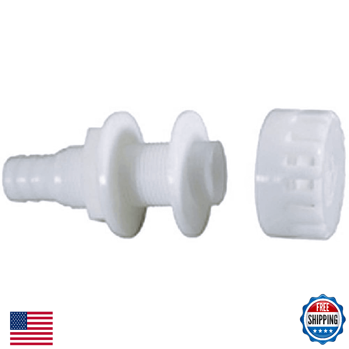 Attwood 3886-3 White Thru-Hull Connector with Strainer Drain Filter - Image 1