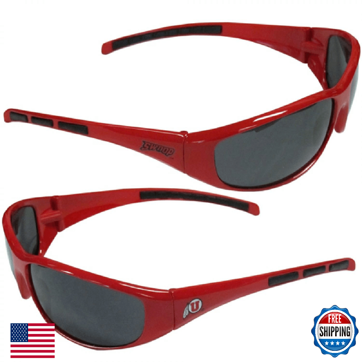 Utah Utes Wrap Sunglasses - UV Protection, Flex Hinges, Team Logo - Image 1