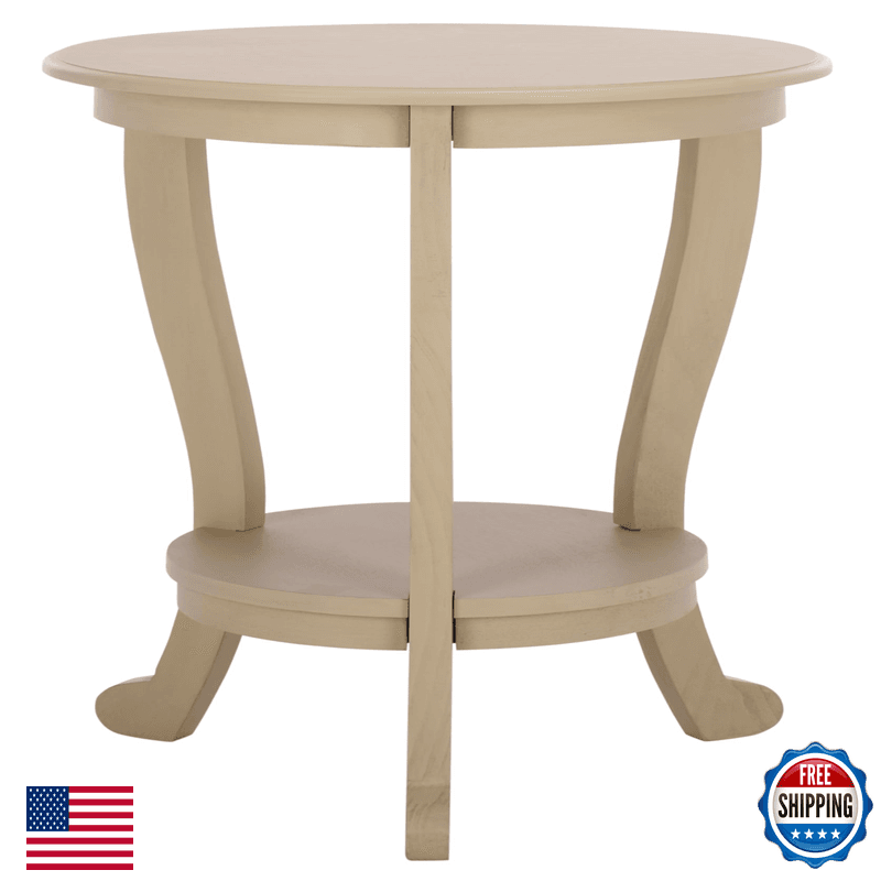 Safavieh Home Collection Mary Sand Accent Table Round Pedestal Side Table - Image 1