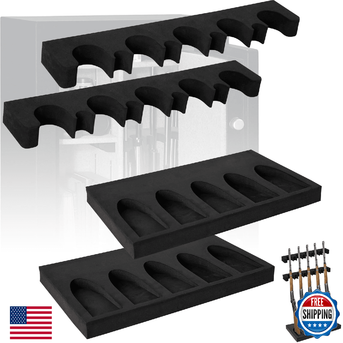 OCQOTAT Magnetic Gun Rack for Shotguns, Rifles, & Handguns - Safe & Secure Stora - Image 1