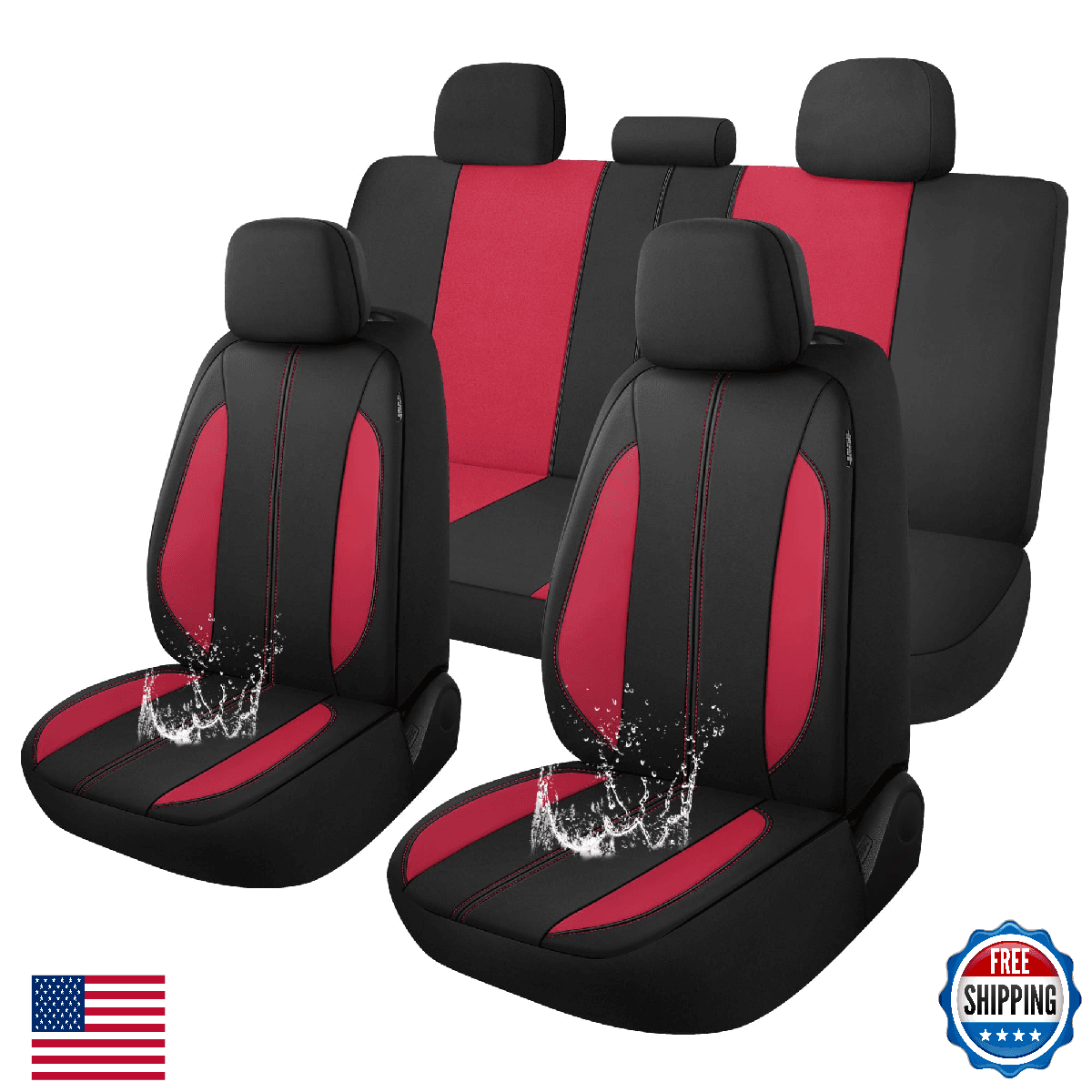 YGL Waterproof Neoprene Car Seat Covers Full Set for Cars, Trucks, SUVs - Image 1