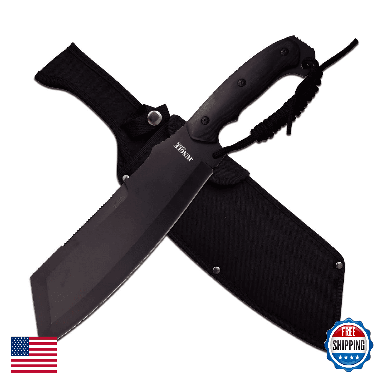Jungle Master Fixed Blade Machete - Black Oxidized Stainless Steel Wharncliffe - Image 1