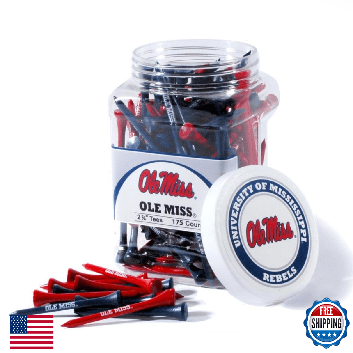 Team Golf NCAA Ole Miss Rebels 175 Golf Tees 2-3/4" - Officially Licensed - Image 1