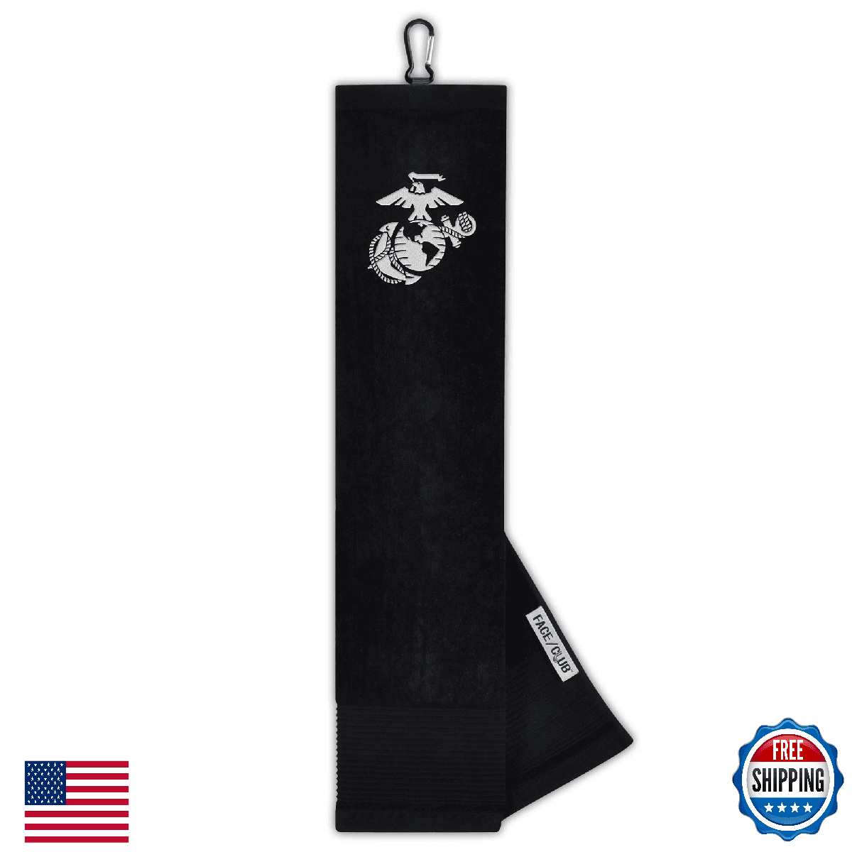 Marines Face/Club Tri-Fold Embroidered Golf Towel - 16"x24" 100% Cotton Velour - Image 1