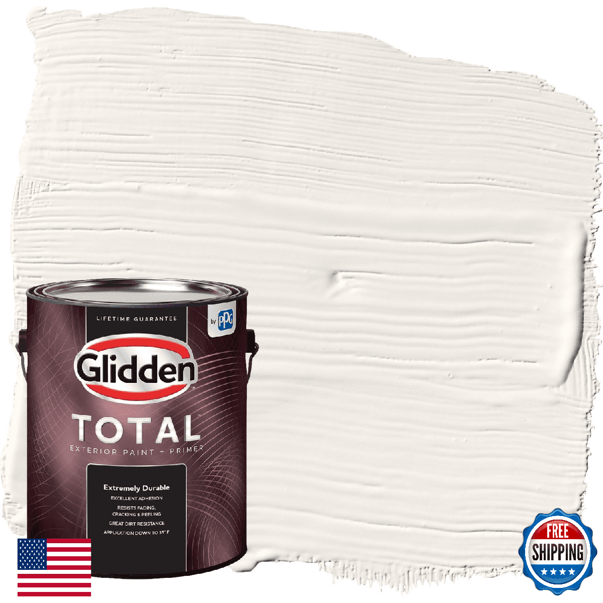 Glidden Total 1 gal White Satin Exterior Paint with Primer, Durable All-Climate