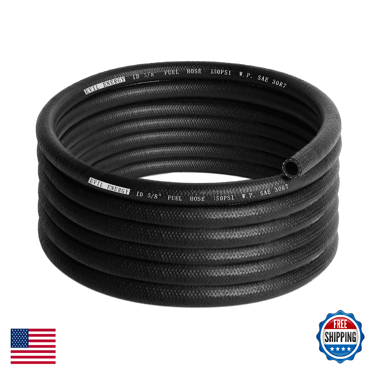 EVIL ENERGY 5/8" Fuel Hose Line Push Lock SAE 30R7 NBR 15FT 150PSI - Image 1
