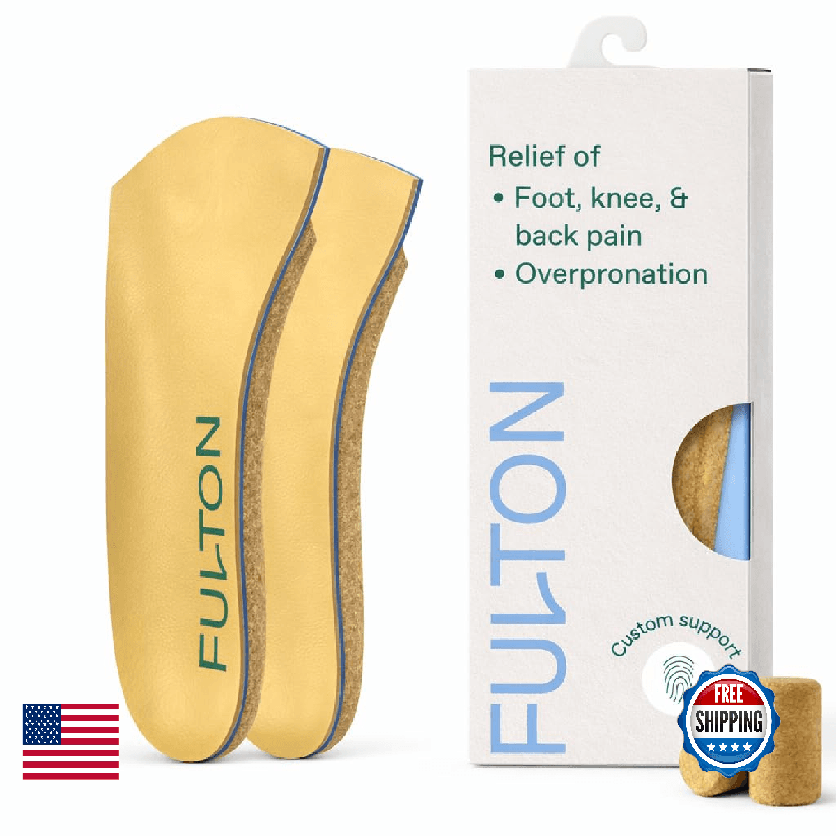 Fulton Universal Shoe Inserts Men Women Custom Molding Arch Support Cork Shoes P - Image 1