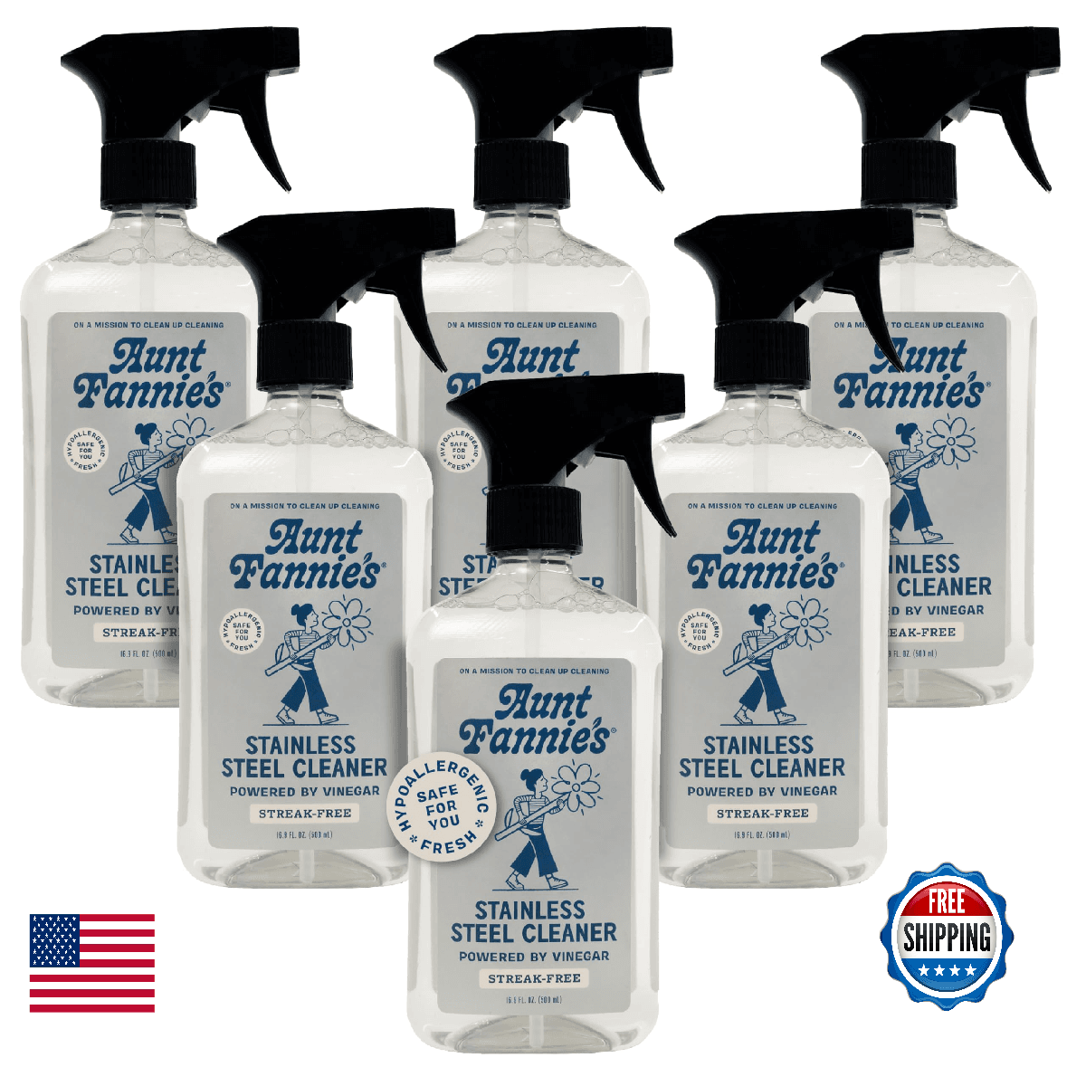 Aunt Fannie's Stainless Steel Spray Cleaner, Powered by Vinegar, Fingerprint and - Image 1