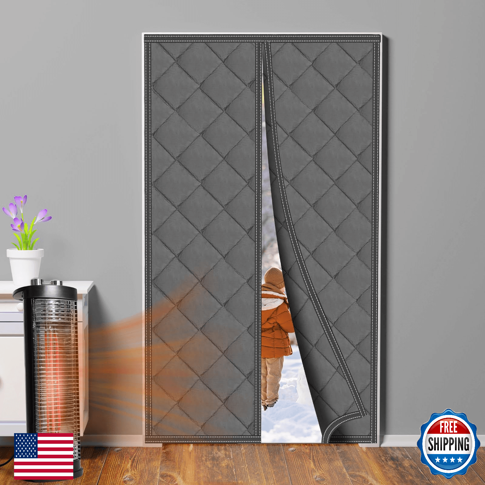 Peryiter Magnetic Thermal Insulated Door Curtain 32x80" Oxford Waterproof - Image 1
