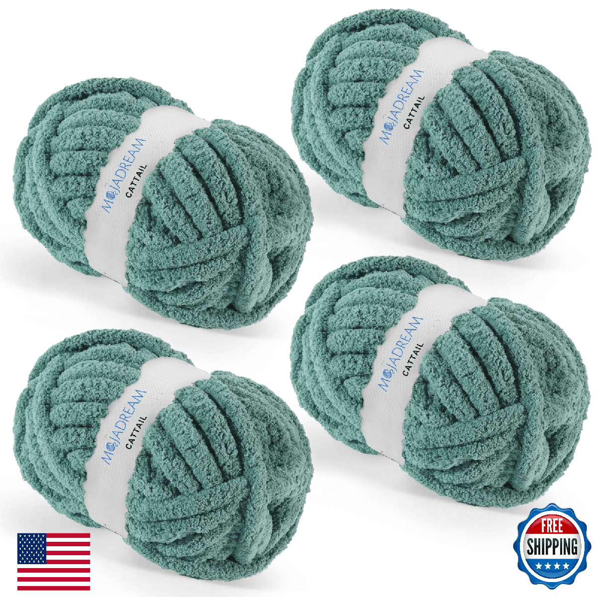 Chunky Chenille Yarn for Crocheting & Hand Knitting Blanket - Bulky Fluffy Jumbo - Image 1