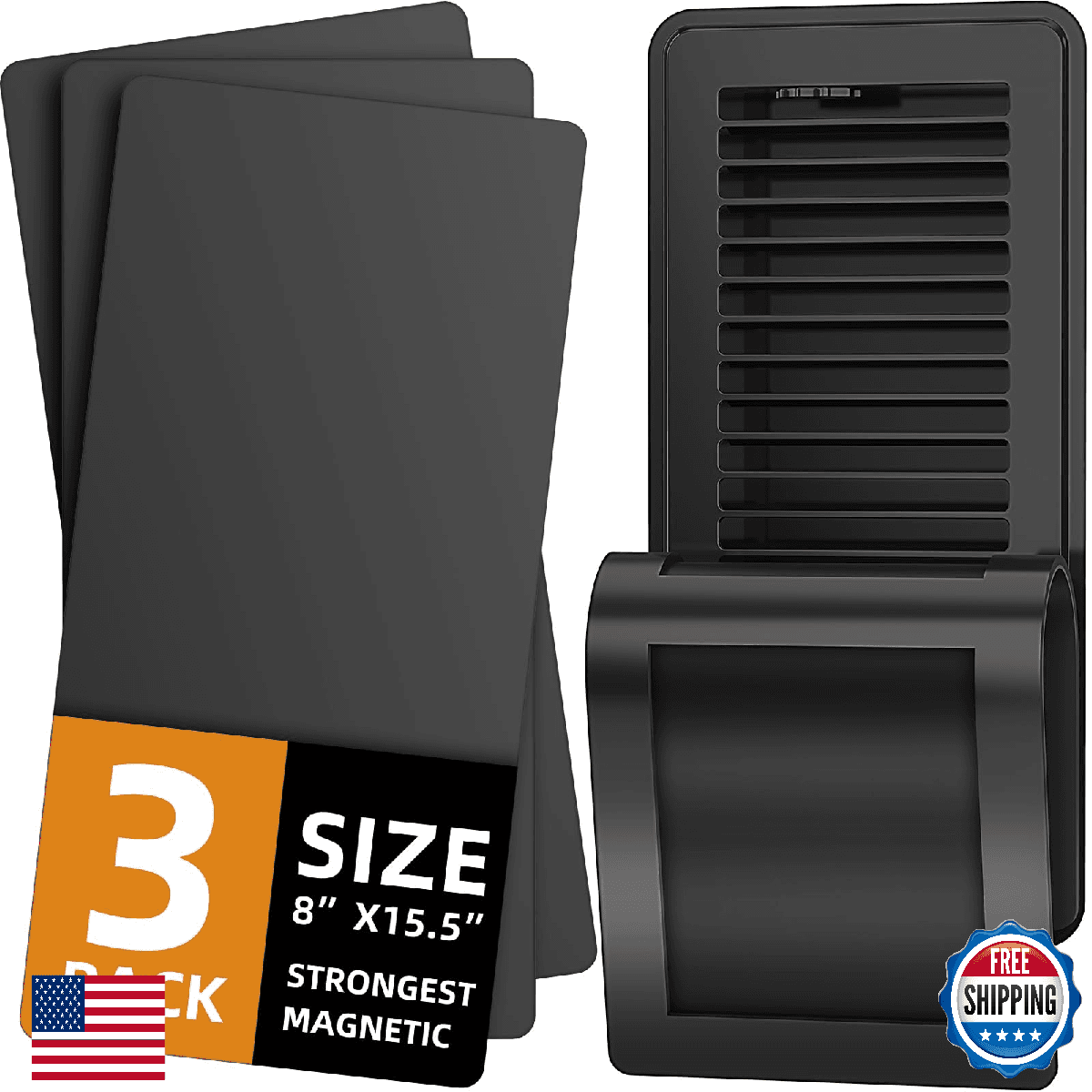 Magnetic Vent Covers (3-Pack) for Complete Sealing, 8" X 15.5" for Home Floor, W - Image 1