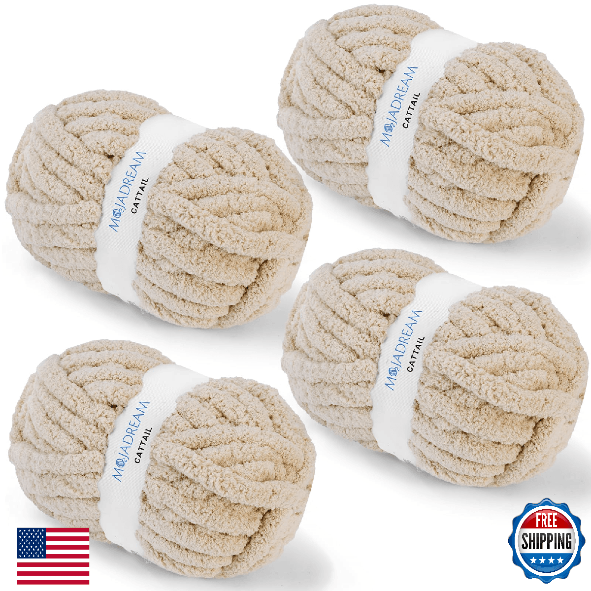 Chunky Chenille Yarn for Hand Knitting & Crocheting Blanket - 28yds/skein - Image 1