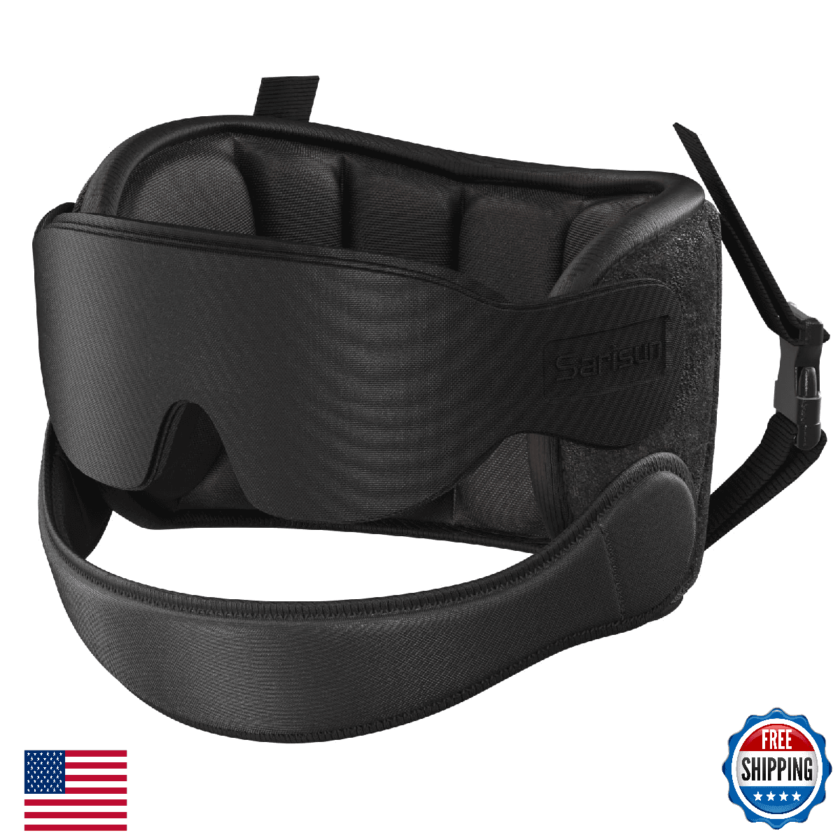 SARISUN Airplane Travel Pillow w/Chin Strap & Eye Mask - 360° Head Support - Image 1