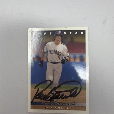 1993 Upper Deck #196 Paul Sorrento Cleveland Indians Baseball Card w/signature - Thumbnail 2