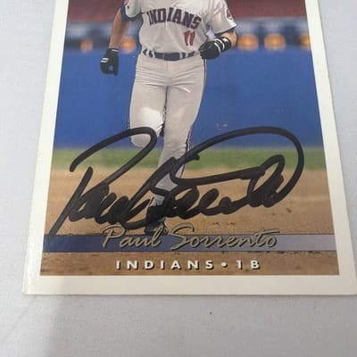 1993 Upper Deck #196 Paul Sorrento Cleveland Indians Baseball Card w/signature - Thumbnail 4