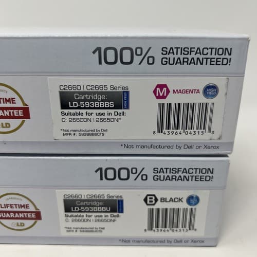 Compatible Dell Magenta High and Black Yield Toner Cartridge c2660dn/ 2665dnf - Thumbnail 2