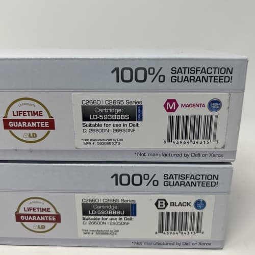 Compatible Dell Magenta High and Black Yield Toner Cartridge c2660dn/ 2665dnf - Thumbnail 3