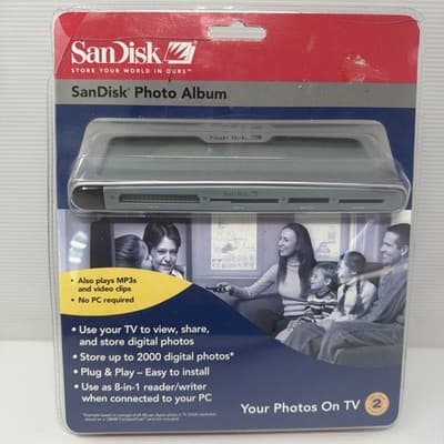 SanDisk SDV2R Digital Photo Album 8-1 Card Reader MP3 Photos video TV w/remote - Image 1