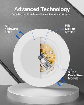 Sunco Motion Sensor 6 Inch LED Recessed Slim Downlight w/ Junction Box - Thumbnail 6