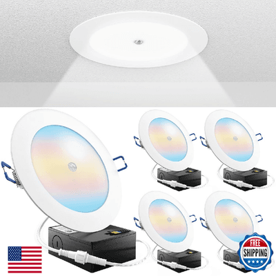 Sunco Motion Sensor 6 Inch LED Recessed Slim Downlight w/ Junction Box - Image 1
