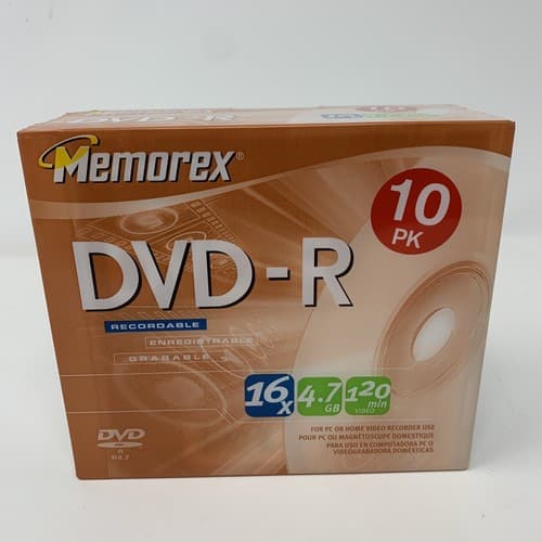 Memorex DVD-R (Recordable)10 Pack 16X, 4.7GB, 120 min NEW (A6) - Image 1