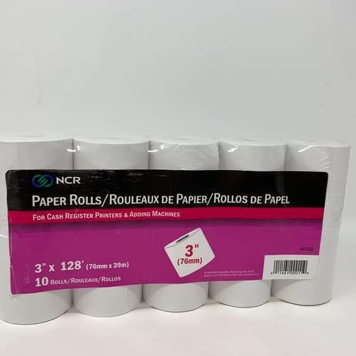 NCR 10 Rolls 3 " (76mm) x 128' (39m) Cash Register Paper USA #997032 - Thumbnail 2