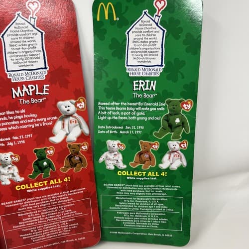 Ty McDonalds Teenie Beanie 1999 Britannia, Glory, Maple, And Erin The Bears - Thumbnail 12
