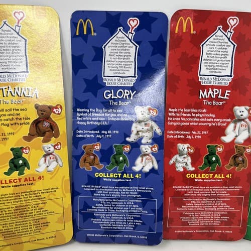 Ty McDonalds Teenie Beanie 1999 Britannia, Glory, Maple, And Erin The Bears - Thumbnail 10