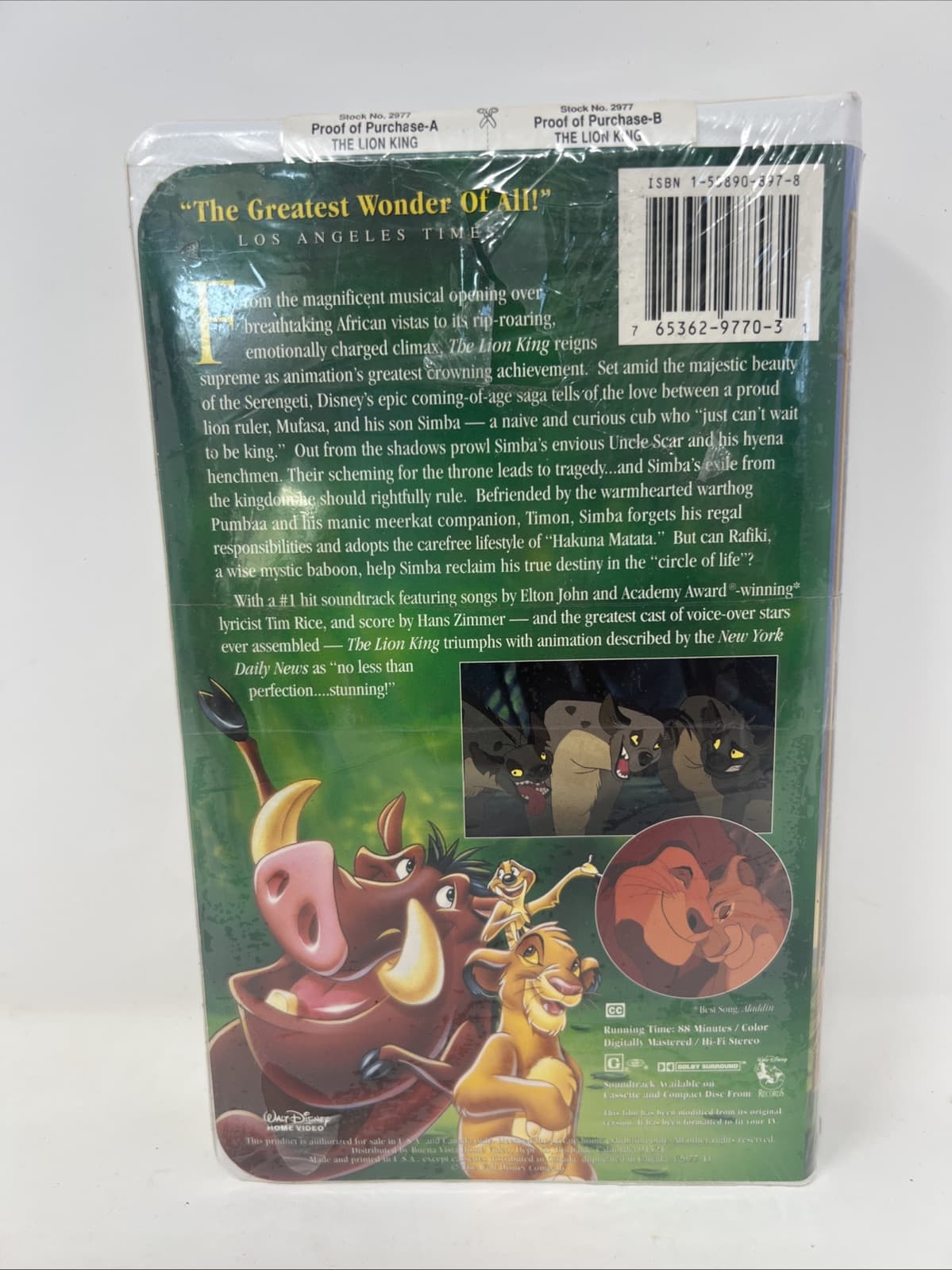 Disney The Lion King Masterpiece Collection VHS 2977 NEW Sealed (A1) - Thumbnail 3