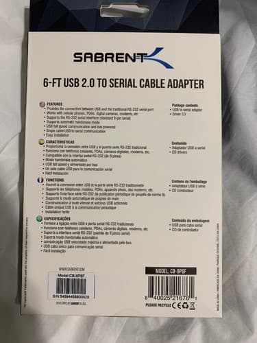 Sabrent 6 Ft USB Serial Cable Prolific Chipset Con-9p6f 🔥 A3 - Thumbnail 2