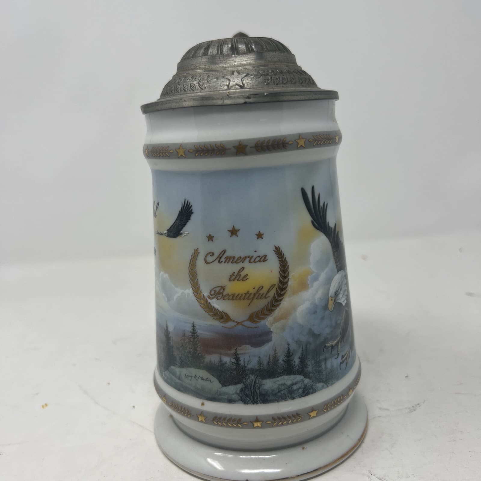 LONGTON CROWN "SPACIOUS SKIES" LIDDED BEER STEIN, "AMERICA THE BEAUTIFUL" SERIES - Thumbnail 2