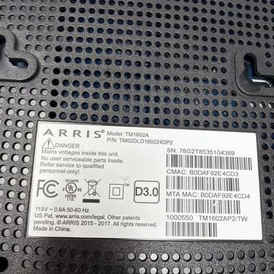ARRIS Internet Cable Modem DOCSIS 3.0 Model TM1602A (A20) - Thumbnail 4