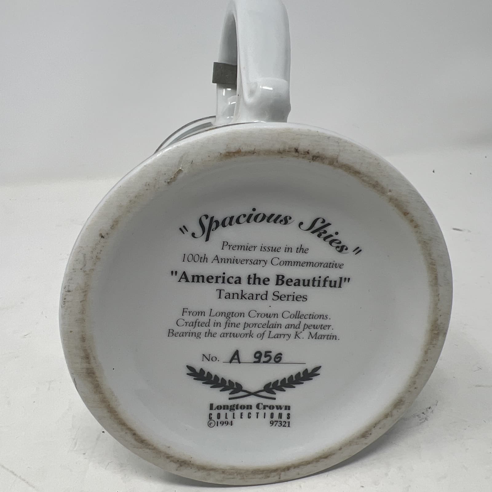 LONGTON CROWN "SPACIOUS SKIES" LIDDED BEER STEIN, "AMERICA THE BEAUTIFUL" SERIES - Thumbnail 5