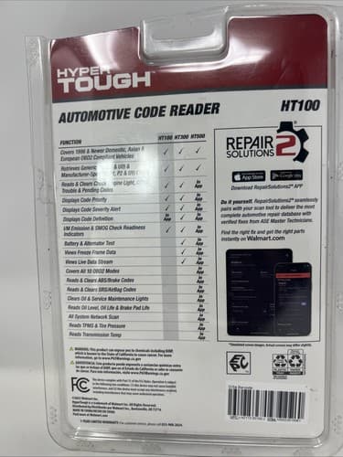 Hyper Tough HT100 Black Portable Bluetooth OBD2 Vehicles Automotive Code Reader - Thumbnail 2