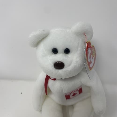 Ty Beanie B Maple The Bear Canadian Flag Canada Mini 1993 RARE ERROR TAGS (A1) - Thumbnail 2
