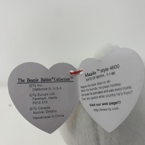 Ty Beanie B Maple The Bear Canadian Flag Canada Mini 1993 RARE ERROR TAGS (A1) - Thumbnail 4