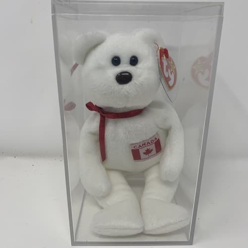 Ty Beanie B Maple The Bear Canadian Flag Canada Mini 1993 RARE ERROR TAGS (A1)