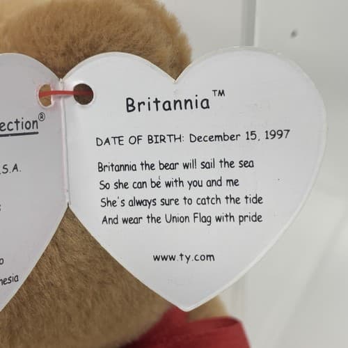 SUPER RARE UK Exclusive 1997 Britannia Beanie Baby Indonesia/ERRORS (A3) - Thumbnail 7