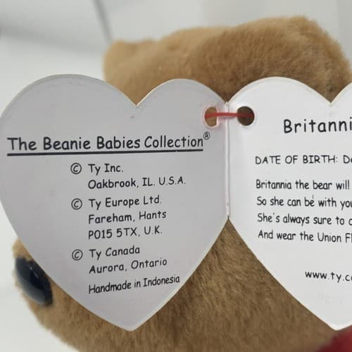 SUPER RARE UK Exclusive 1997 Britannia Beanie Baby Indonesia/ERRORS (A3) - Thumbnail 8