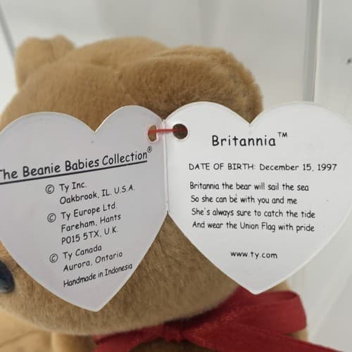 SUPER RARE UK Exclusive 1997 Britannia Beanie Baby Indonesia/ERRORS (A3) - Thumbnail 6