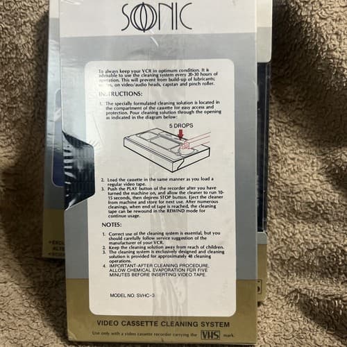 Sonic video cassette cleaning svhc-3 PACK OF 3 (A4) - Thumbnail 3