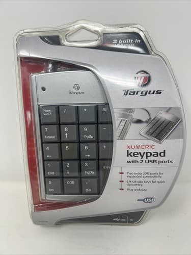 TARGUS Numeric Keypad 2 USB ports 19 Full Size Keys 10 Key Data Entry Win PC NIB - Image 1