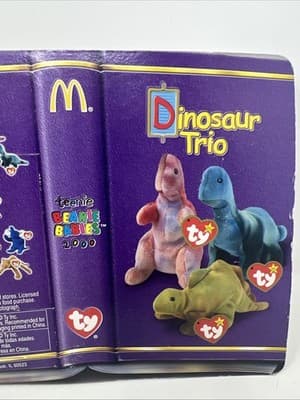TY STEG The Stegosaurus 1994 Mc Donalds Beanie Baby RARE RETIRED DINOSAUR TRIO - Thumbnail 5