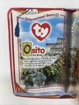 Osito The Bear Mexico International Bears II TY Teenie Beanie Baby McDonalds - Thumbnail 2