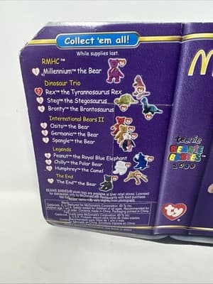 TY Teenie Beanie Babies *McDonalds Happy Meal Toy~ 'Rex' The Tyrannosaurus w/Tag - Thumbnail 5