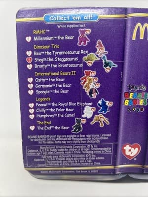 TY STEG The Stegosaurus 1994 Mc Donalds Beanie Baby RARE RETIRED DINOSAUR TRIO - Thumbnail 4