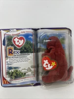 TY Teenie Beanie Babies *McDonalds Happy Meal Toy~ 'Rex' The Tyrannosaurus w/Tag