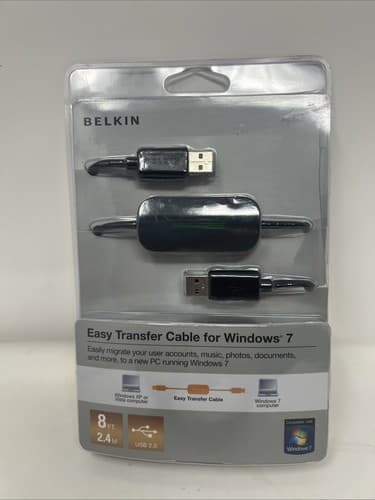 Belkin Easy Transfer Cable for Windows 7 USB 2.0 PC Adapter New (A17)