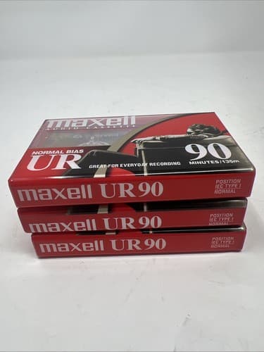 3 Pack Maxell UR90 90 Minutes Blank Audio Media Recording Cassette Tapes - NEW - Thumbnail 4